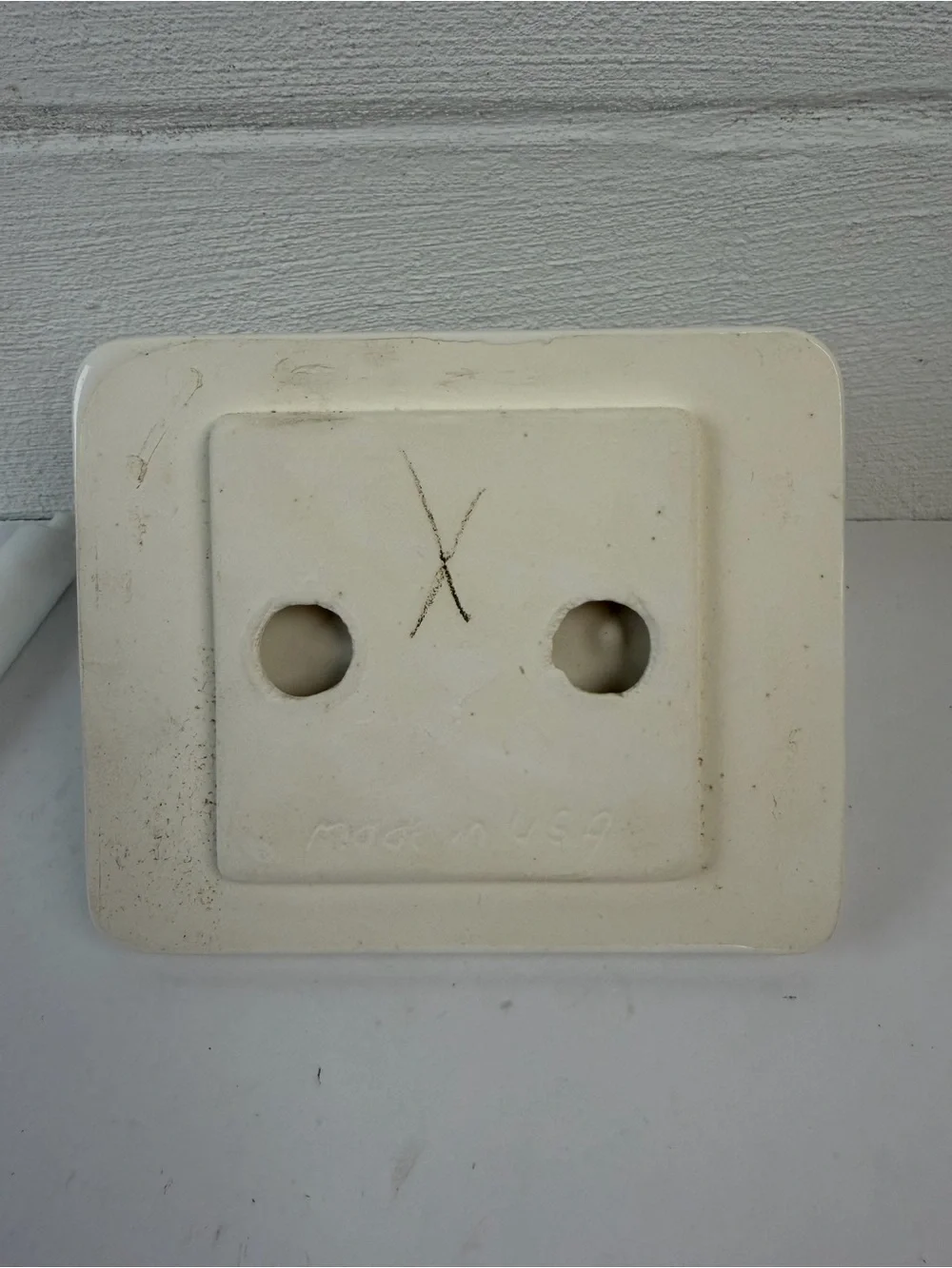 Vtg Ceramic Toilet Paper Holder Tile-In Semi Recessed White Made In USA MCM